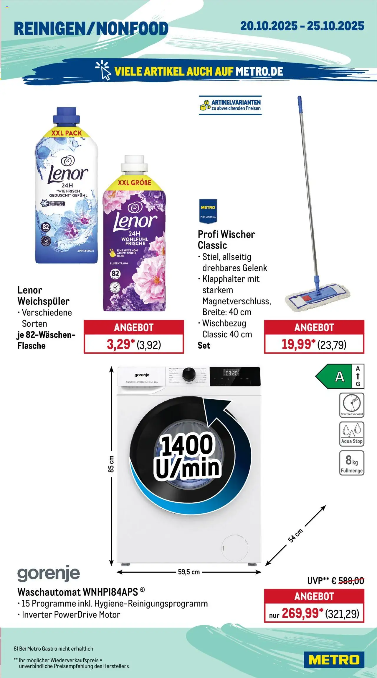 Metro  Wochen-Angebote Gastro – gültig ab 20.10.2025 | Seite: 17 | Produkte: Lenor, Gorenje, Weichspüler
