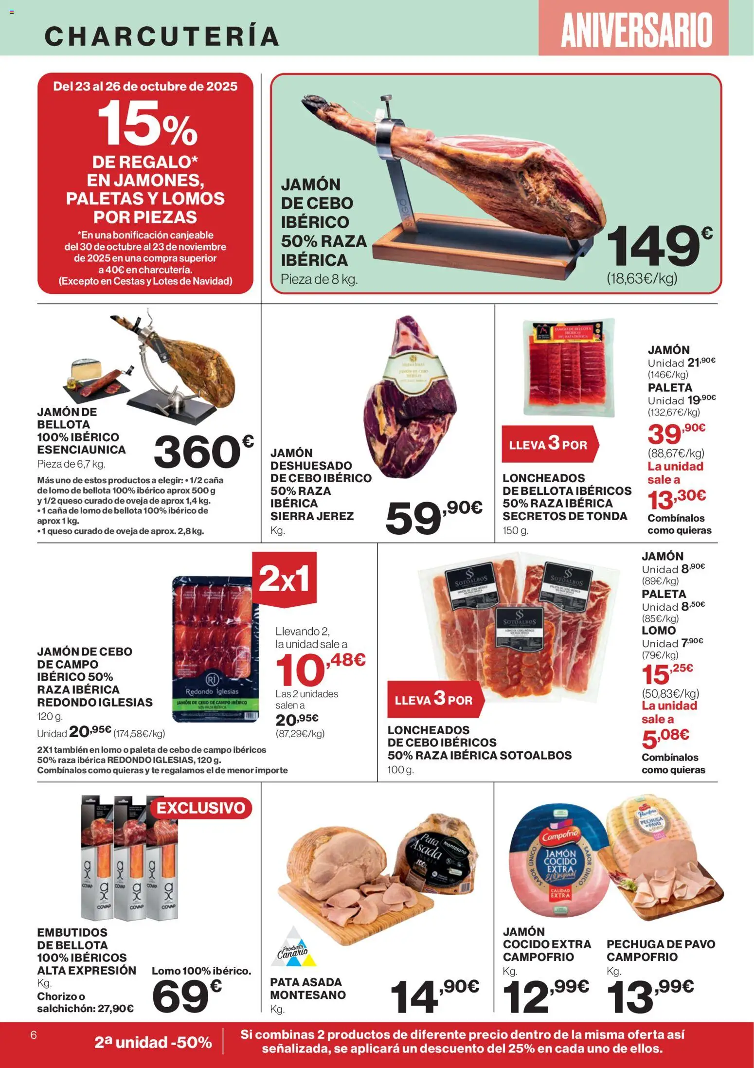 Supercor Canarias │ válido desde el 23.10.2025 | Página: 6 | Productos: Queso, Jamón, Té, Νυχτικό