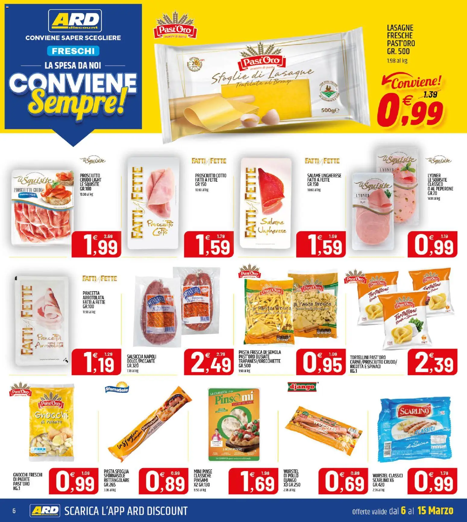 Volantino ARD Discount del 06.03.2026 | Pagina: 6 | Prodotti: Pollo, Patate, Salsiccia, Ricotta