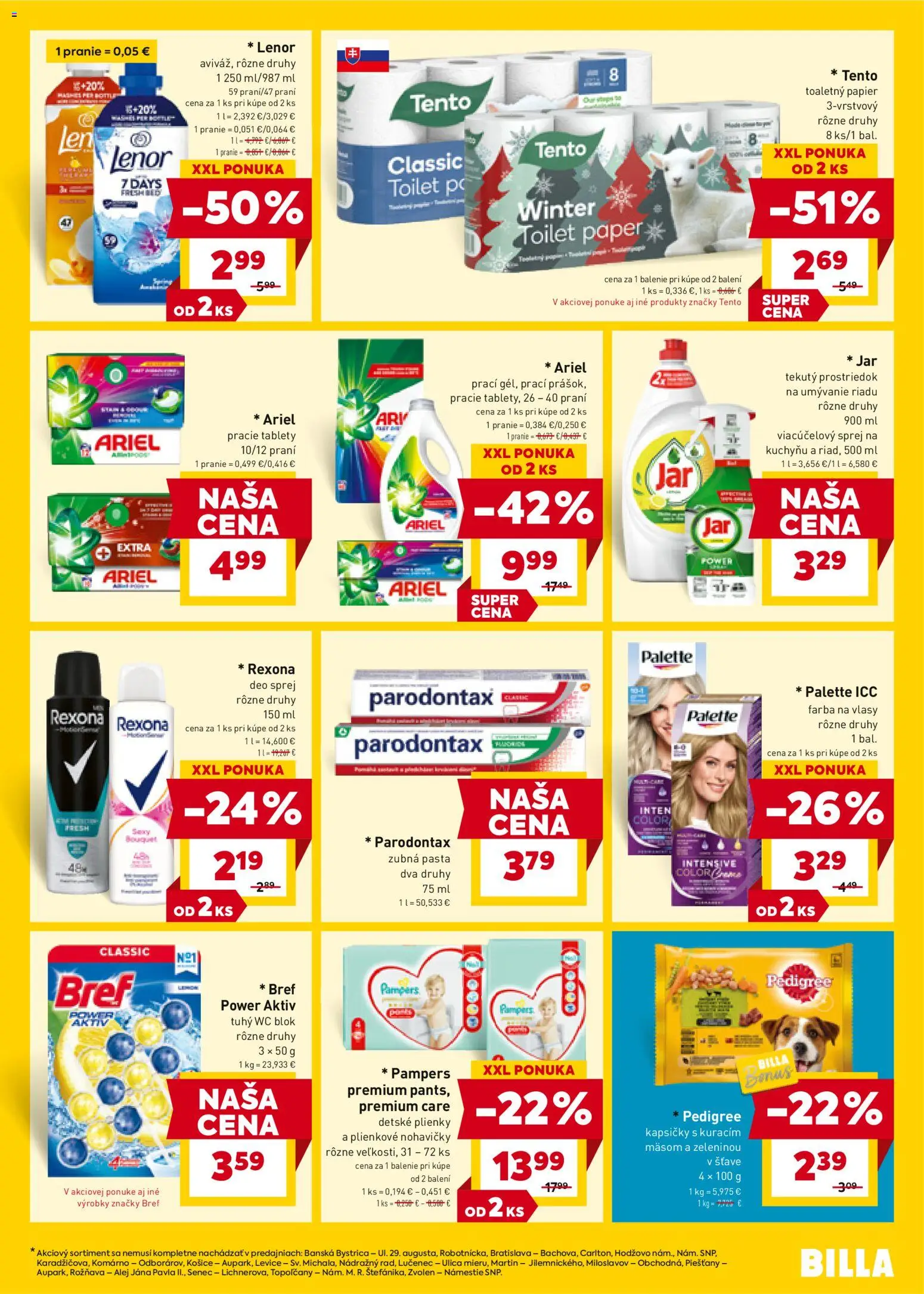 Nové Billa akcie – leták je platný od 26.11.2025 | Strana: 19 | Produkty: PC, Toaletný papier, Farba na vlasy, Wc blok