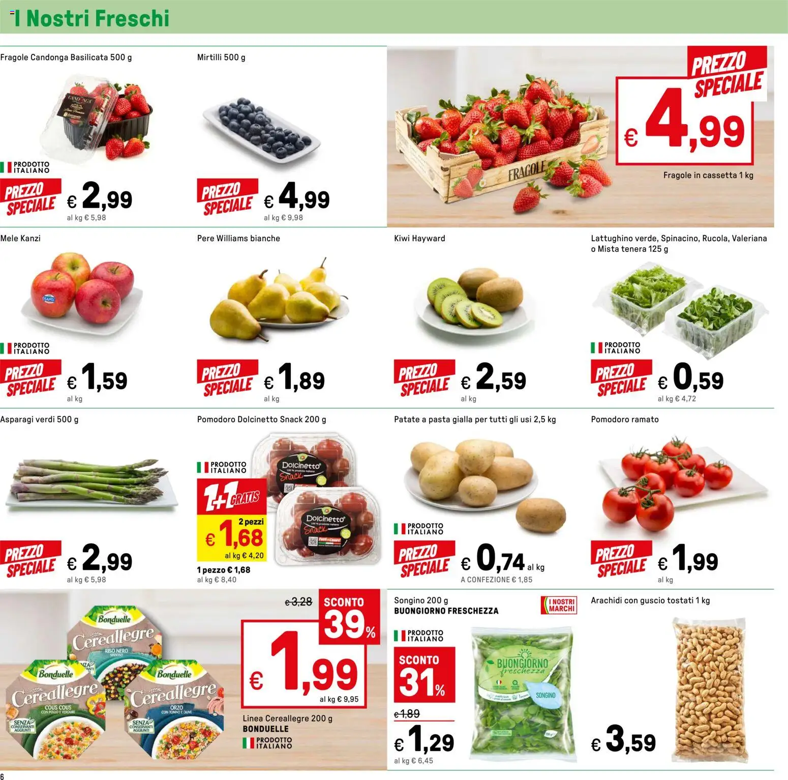 Volantino Iper del 16.04.2026 | Pagina: 6 | Prodotti: Valeriana, Mele, Fragole, Asparagi