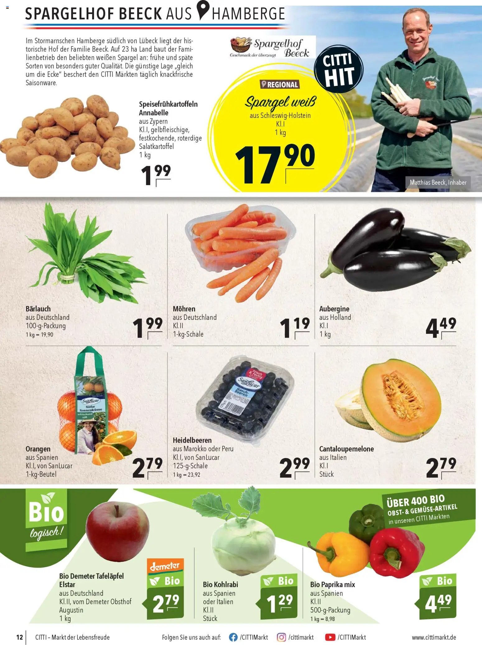 CITTI Markt Prospekt 	 – gültig ab 15.04.2026 | Seite: 12 | Produkte: Kohlrabi, Mohren, Paprika, Obst