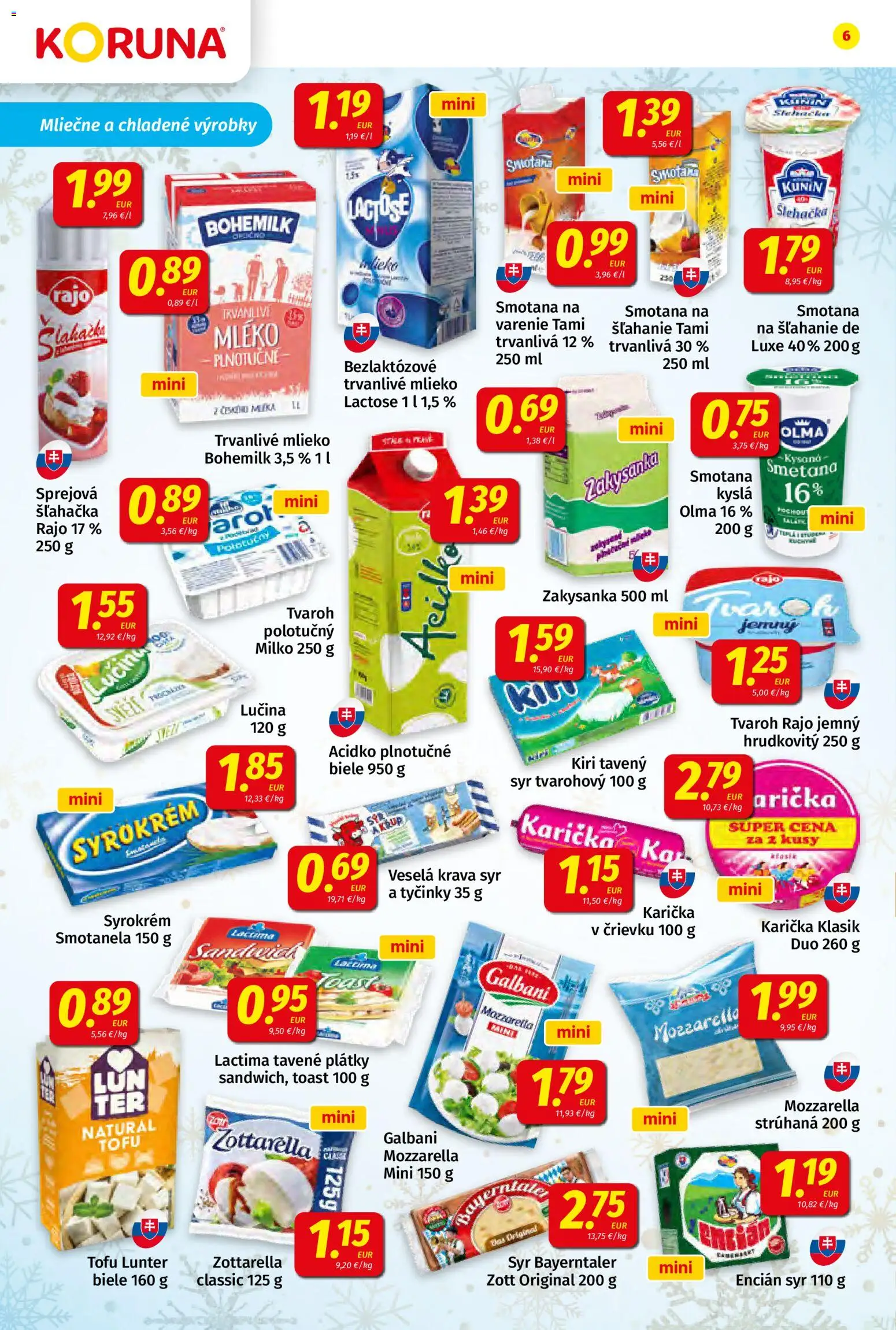 Nové Koruna akcie – leták je platný od 19.12.2025 | Strana: 6 | Produkty: Mlieko, Smotana, Encián, Trvanlivé mlieko