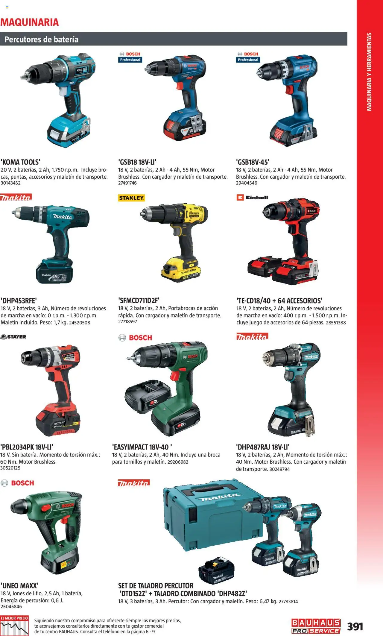 Bauhaus - ProService  │ válido desde el 24.02.2025 | Página: 391 | Productos: Té, Teléfono, Peso, Batería