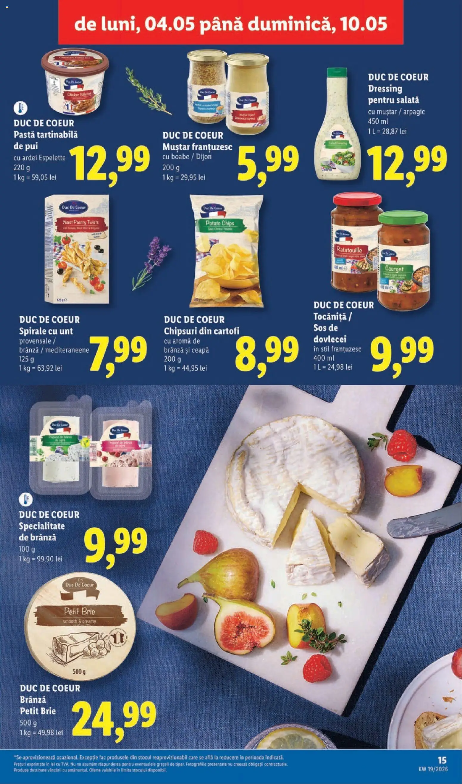 Noul catalog Lidl – valabil de la 04.05.2026 | Pagină: 15 | Produse: Hacıyatmaz Kedi Oyuncağı, Duș, Unt, Brânză