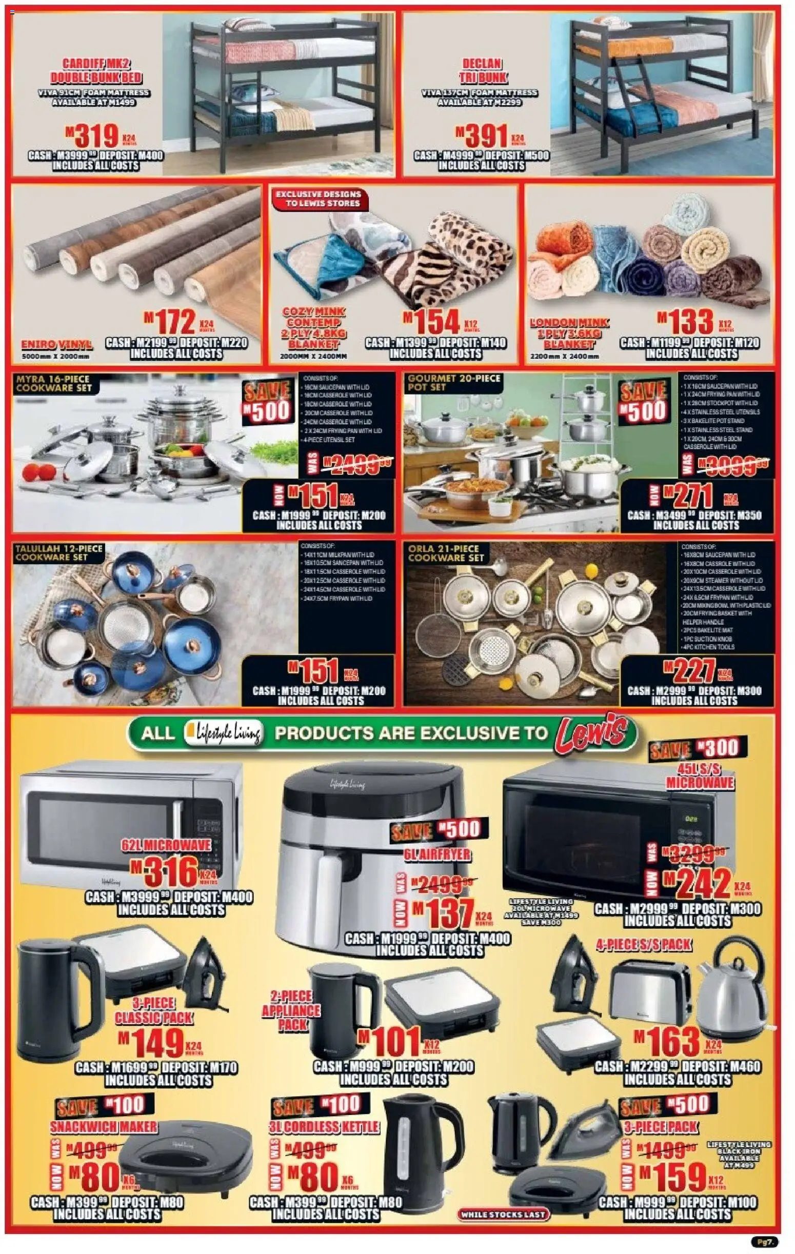 New Lewis Stores catalogue – valid from 05.01.2026 | Page: 7 | Products: Kettle, Iron, Bed, Microwave