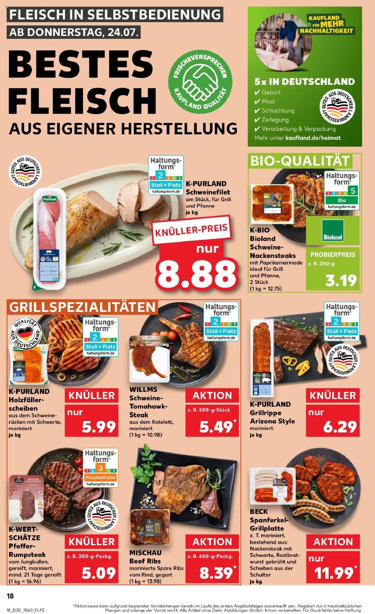 Kaufland prospekt Ehingen (Donau)	 - gültig ab dem 27.07.2025 | Seite: 33 | Produkte: Nackensteaks, Grill, Spare ribs, Fleisch