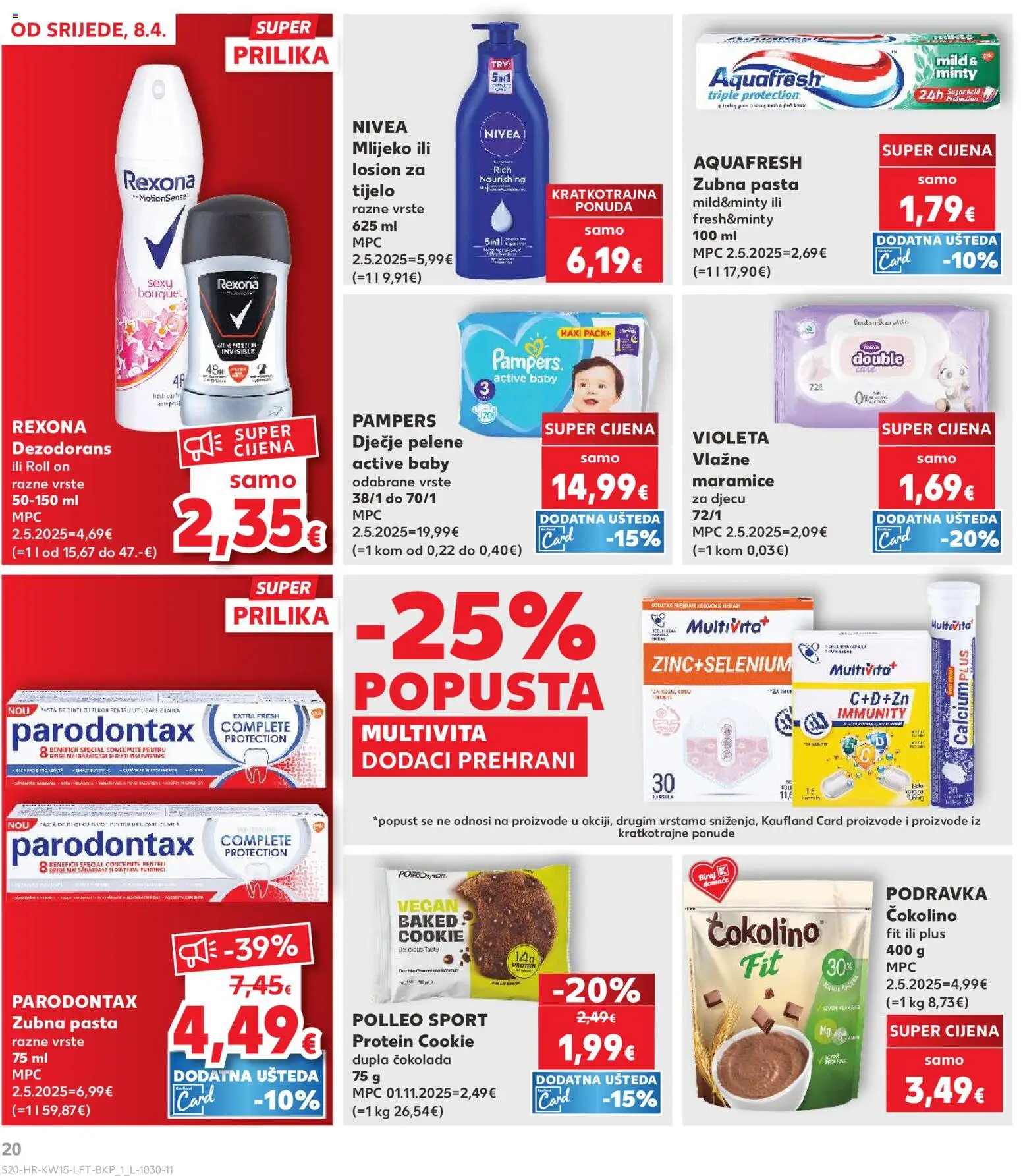 Kaufland katalog | vrijedi od 08.04.2026 | Stranica: 20 | Proizvodi: Pelene, Čokolada, Pasta, Parodontax
