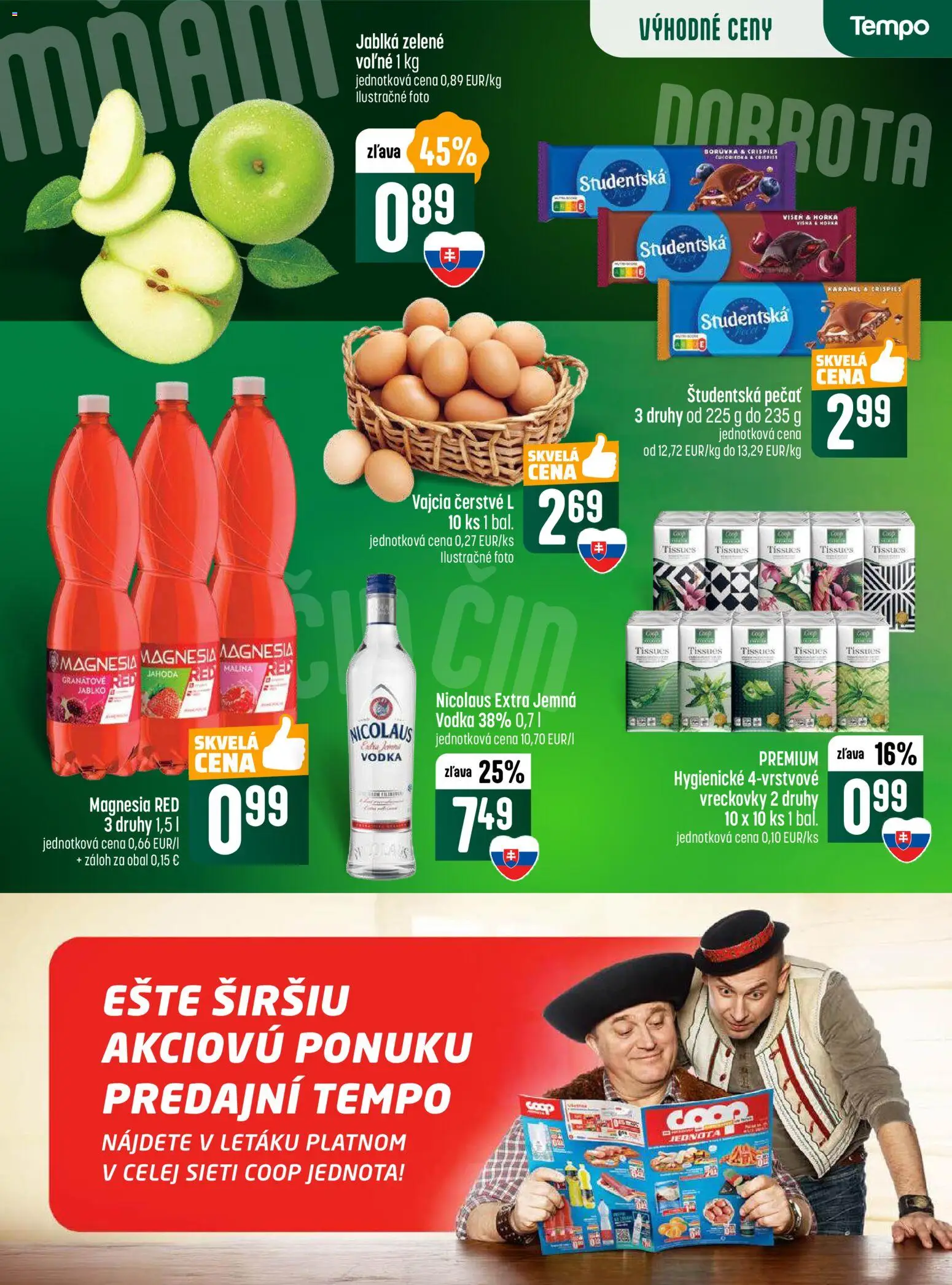 Nové COOP Jednota akcie – leták je platný od 30.10.2025 | Strana: 24 | Produkty: Vajcia, Jablká, Študentská pečať, Vodka