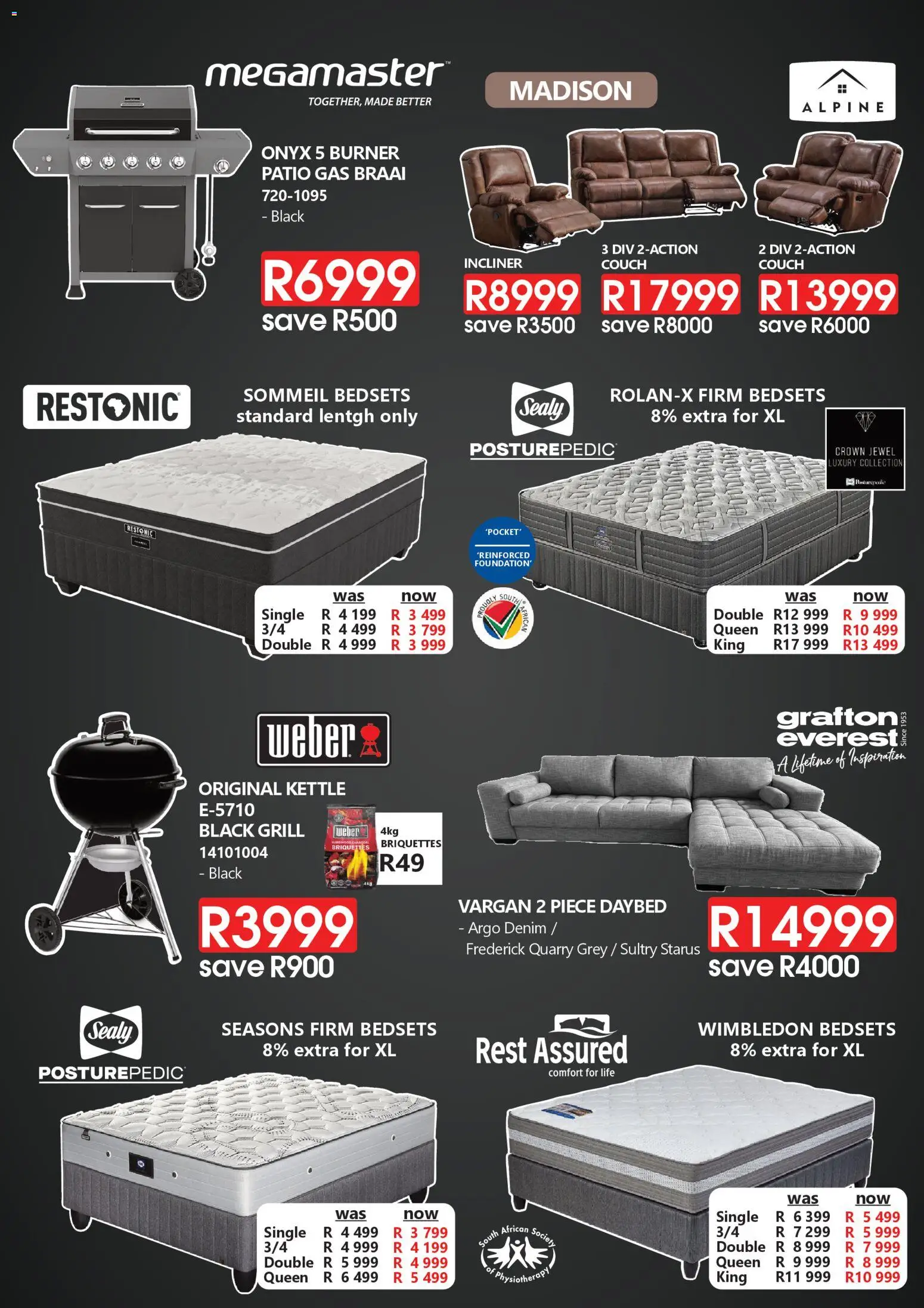 New Tafelberg Furnishers catalogue – valid from 12.11.2025 | Page: 5 | Products: Grill, Kettle, Couch