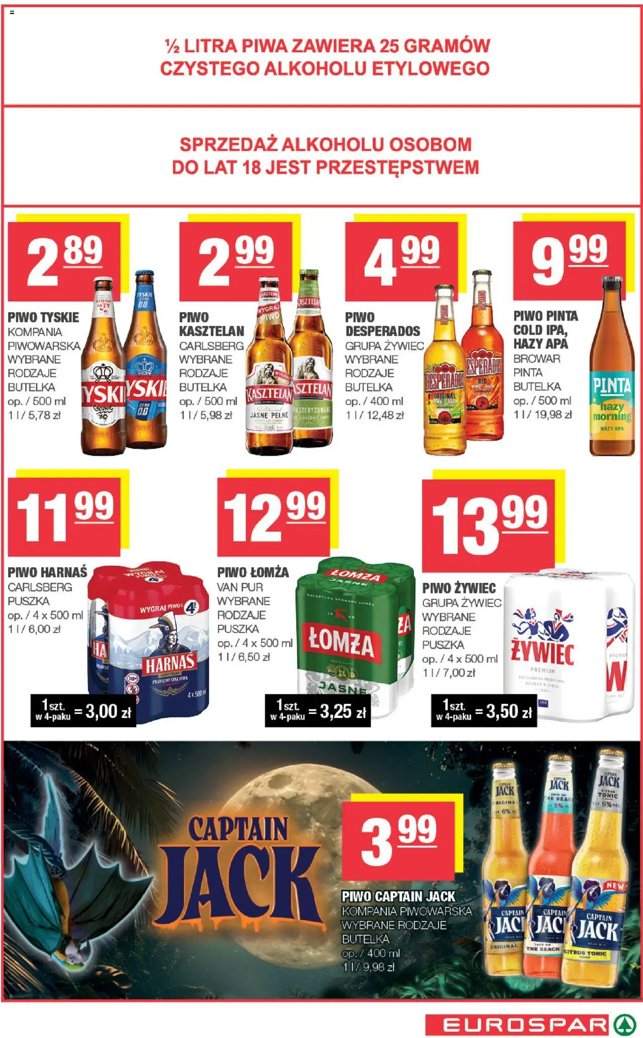 Spar Gazetka - Eurospar od 22.10.2025 | Strona: 15 | Produkty: Tyskie, Harnaś, Piwo