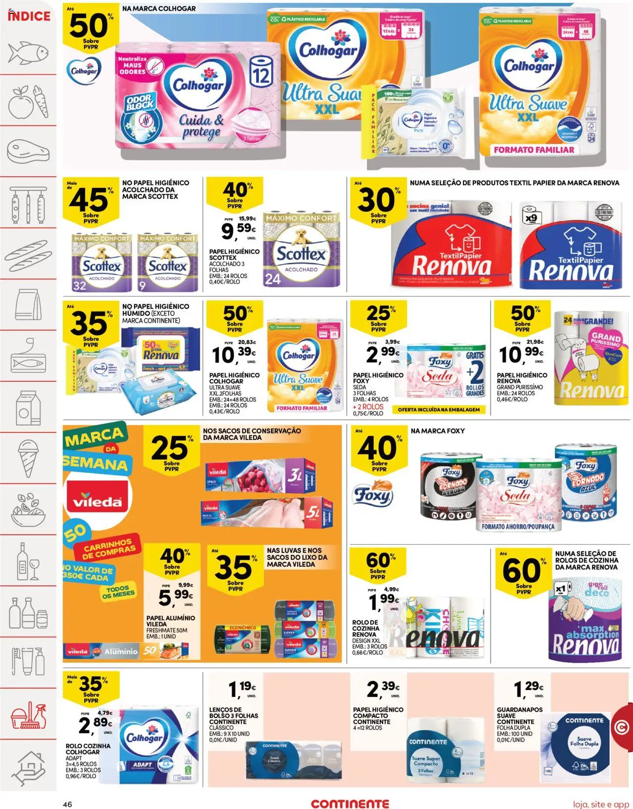 Continente folheto │ válido de 09.09.2025 | Página: 46 | Produtos: Luvas, Papel higiénico, Lenços de papel, Guardanapos