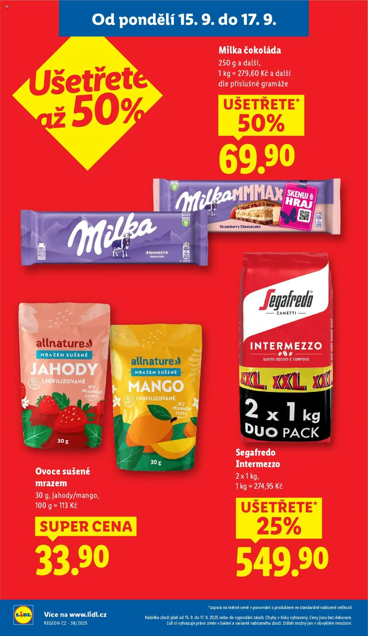 Lidl leták od 15.09.2025 | Strana: 2 | Produkty: Čokoláda milka, Čokoláda, Cheesecake, Segafredo