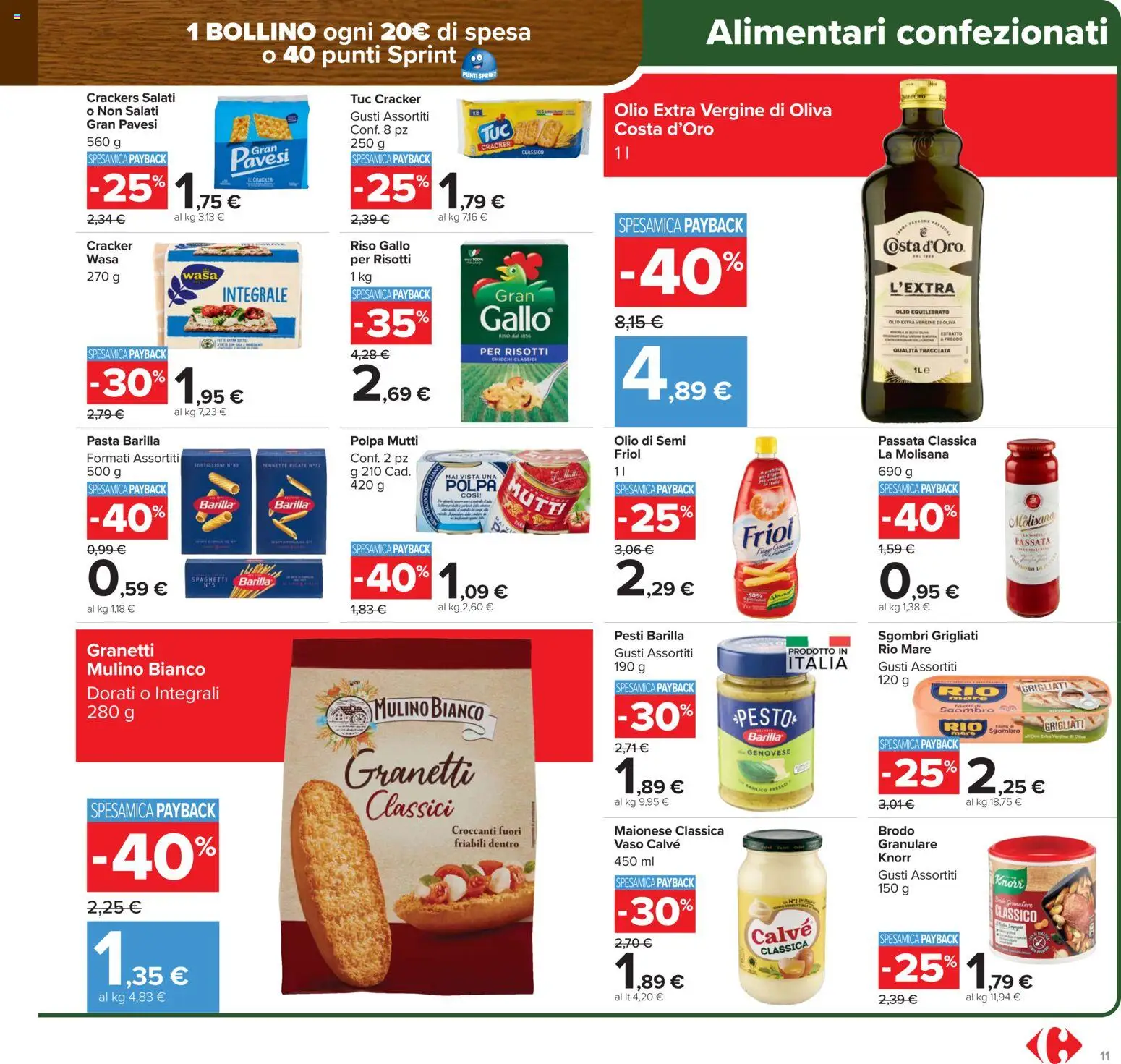 Volantino Carrefour del 17.02.2026 | Pagina: 11 | Prodotti: Olio, Crackers, Pesto, Mutti