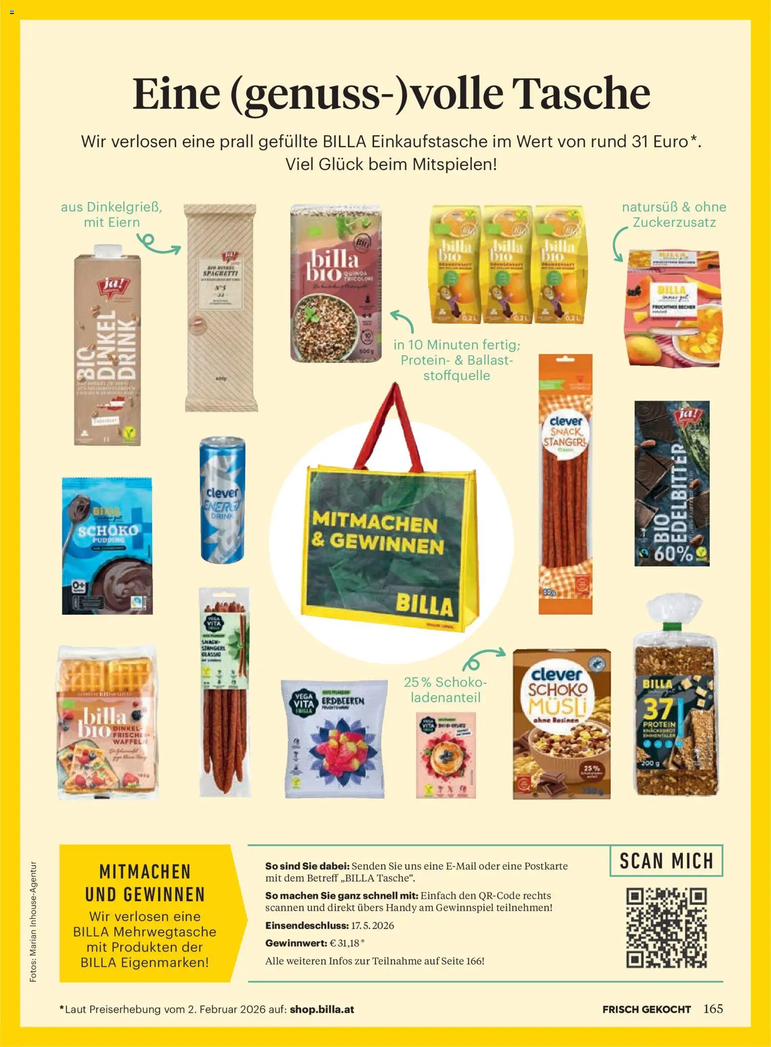 Billa Frisch Gekocht gültig ab 01.05.2026 | Seite: 165 | Produkte: Erdbeeren, Rosinen, Tasche, Hajdina liszt