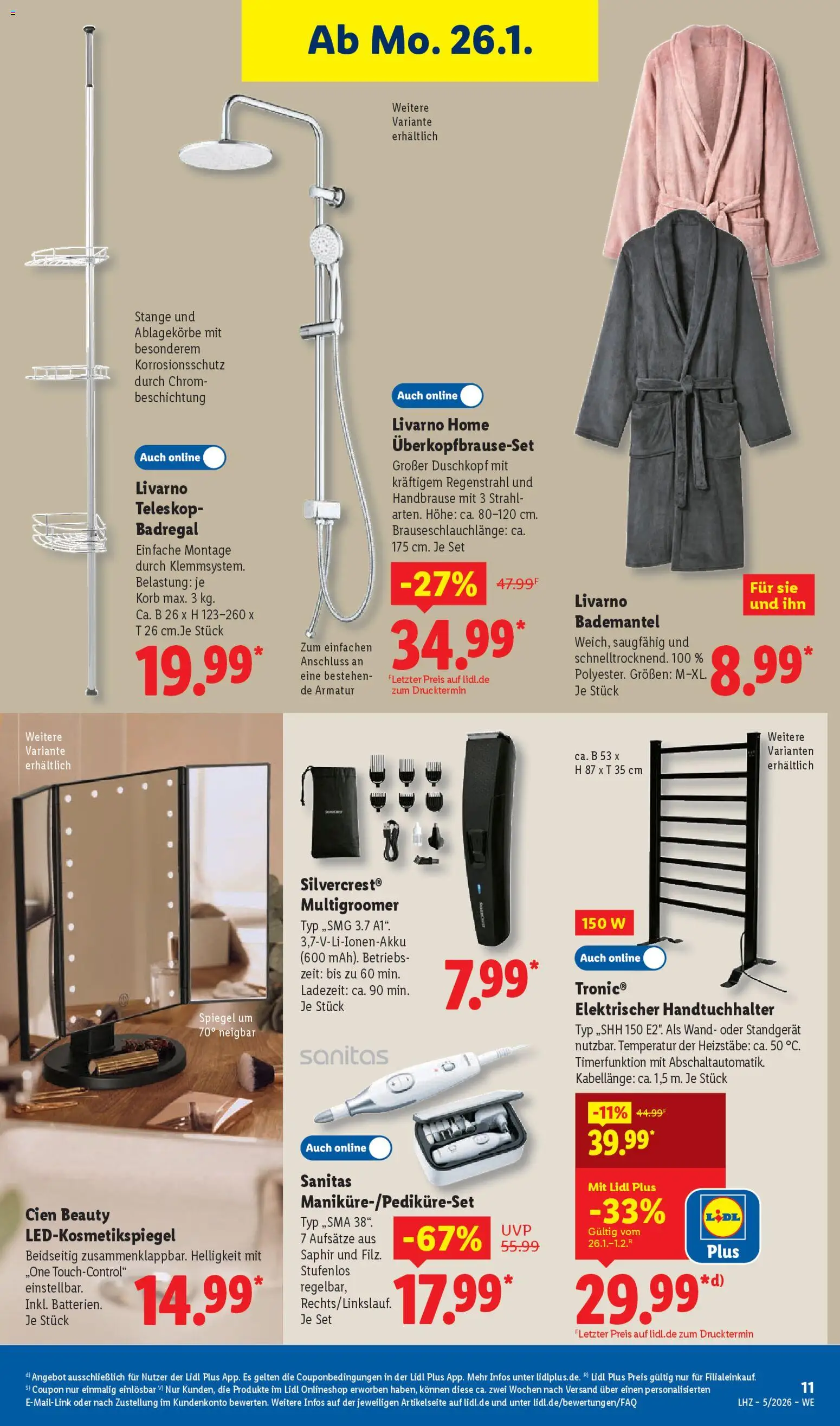 Lidl Prospekt Aarbergen – gültig ab 26.01.2026 | Seite: 29 | Produkte: Korb, Spiegel, Armatur, Bademantel