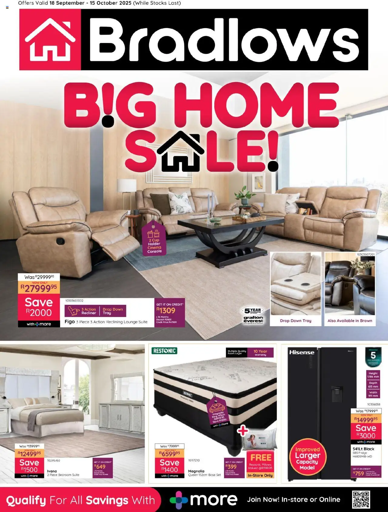 New Bradlows catalogue – valid from 18.09.2025 | Page: 1 | Products: Tray, Fridge, Lounge suite, Foam