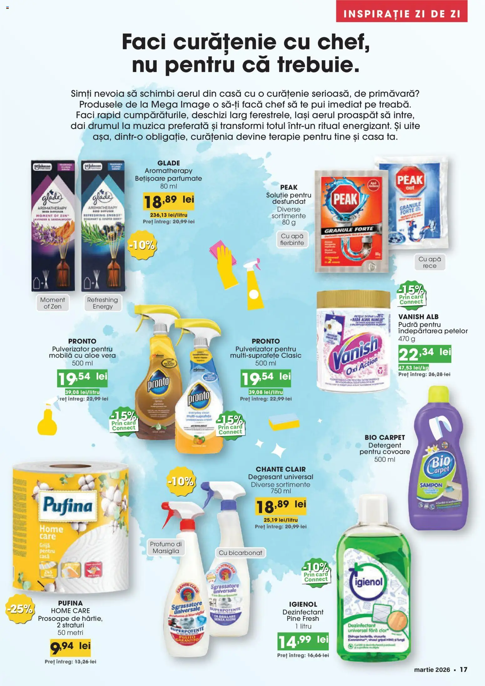 Noul catalog Mega Image – valabil de la 26.02.2026 | Pagină: 17 | Produse: Hacıyatmaz Kedi Oyuncağı, Pudră, Șampon, Çelik Mama ve Su Kabı