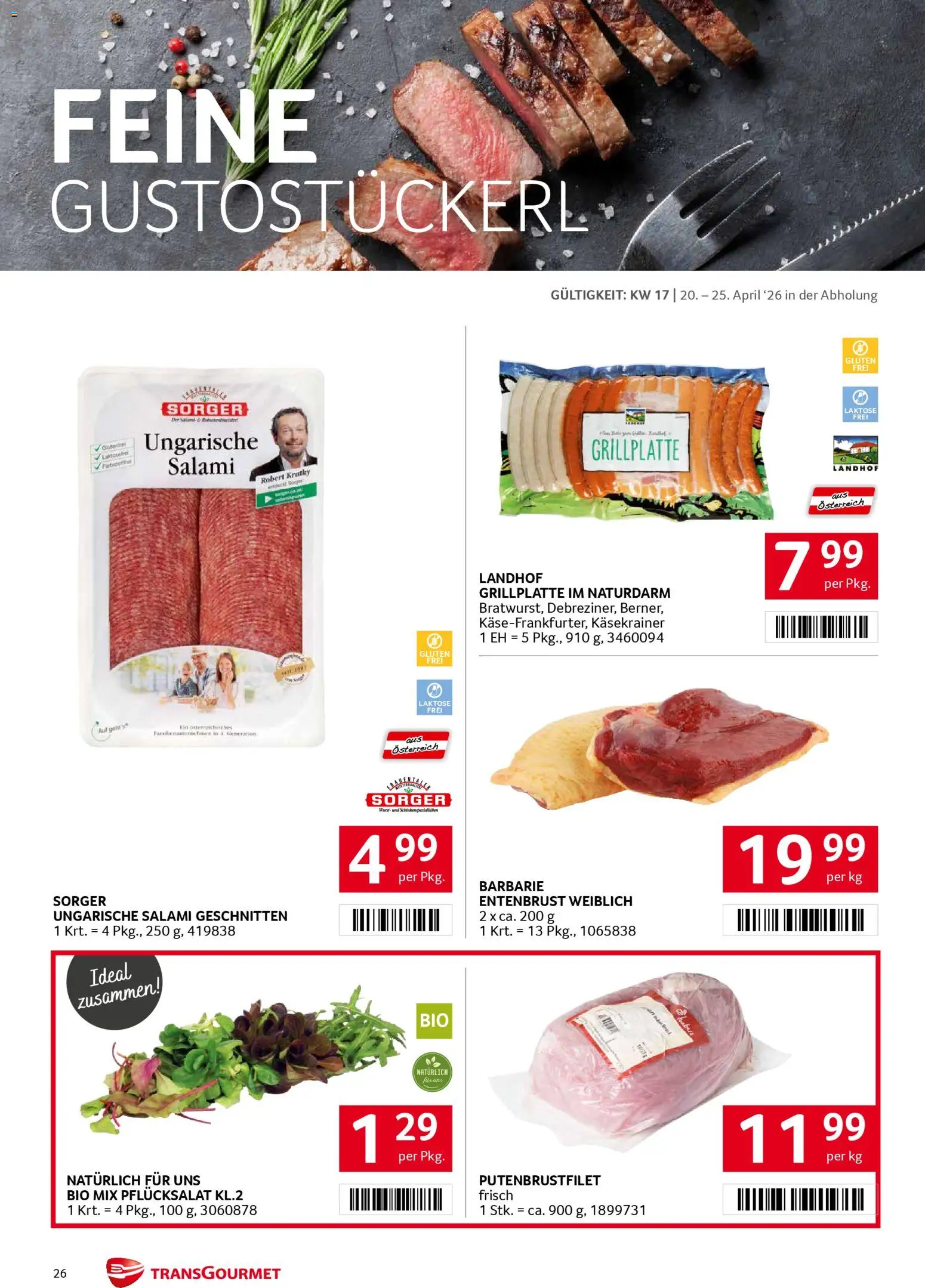 Transgourmet Flugblatt gültig ab 20.04.2026 | Seite: 26 | Produkte: Salami