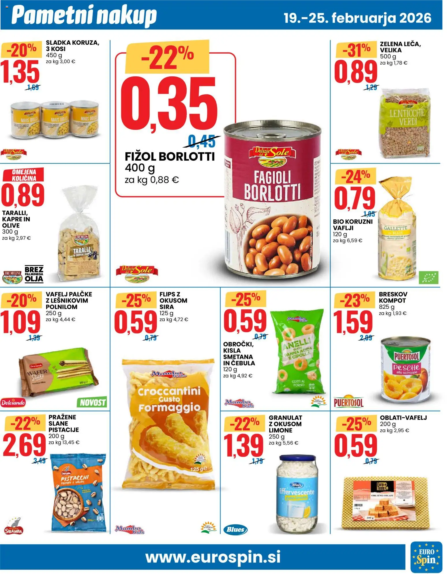 Novi Eurospin katalog ponudbe – veljaven od 19.02.2026 | Stran: 9 | Izdelki: Vaflji, Flips, Olive, Zelena