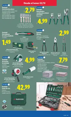 Vista previa Parkside® Herramientas de corte y medición, 4 modelos. Cúter Incluye una caja con 10 cuchillas de repuesto. Nivel de burbuja mini Con superficie de medición magnética. Cinta métrica de 5 m válido desde el 22.12.2025 | Página: 11