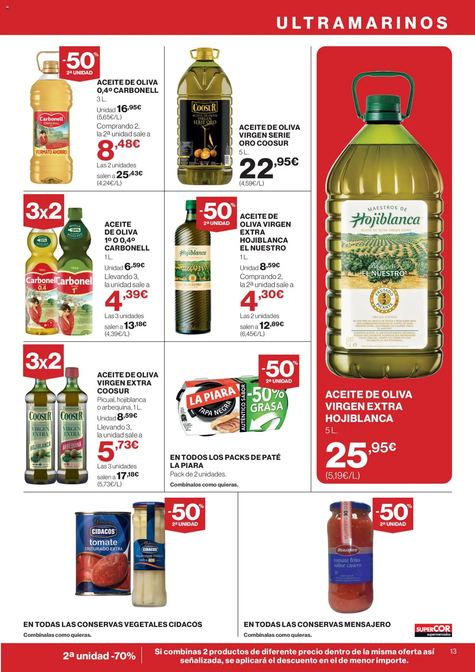 Supercor Canarias │ válido desde el 12.02.2026 | Página: 13 | Productos: Aceite, Νερό καρύδας, Aceite de oliva, Aceite de oliva virgen extra