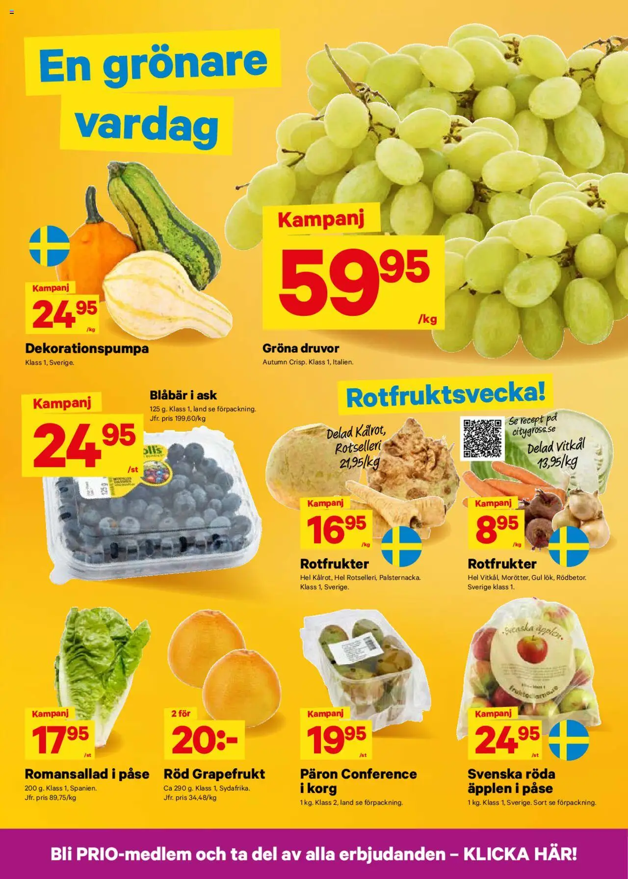 City Gross reklamblad aktuell från 13.10.2025 | Sida: 3 | Produkter: Vitkål, Äpplen, Äpple, Grapefrukt
