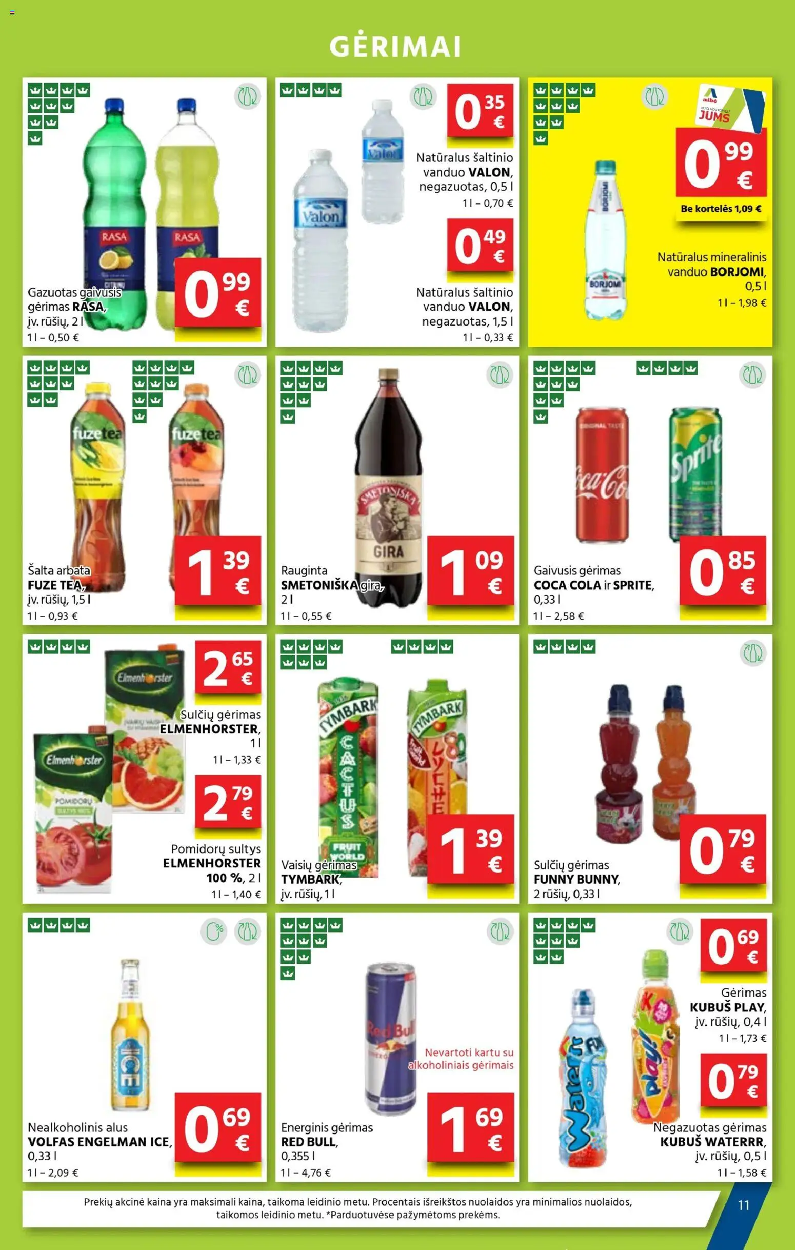 AIBE akcijos nuo 30.10.2025 | Puslapis: 11 | Prekių: Gaivusis gėrimas, Alus, Arbata, Mineralinis vanduo