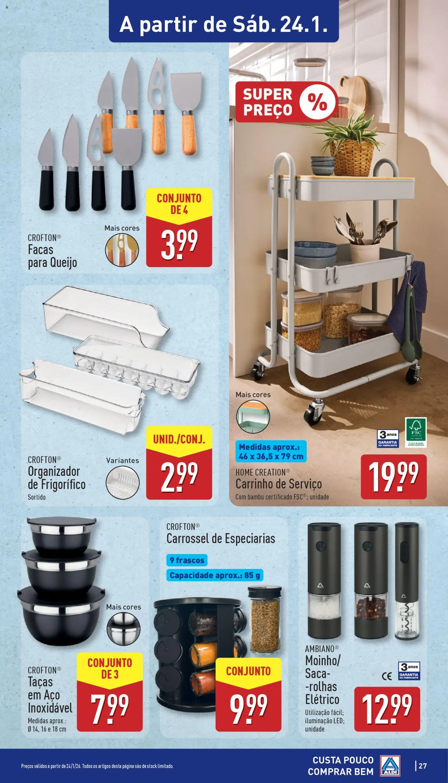 Aldi folheto │ válido de 19.01.2026 | Página: 27 | Produtos: Frigorífico, Taças, Queijo, Organizador