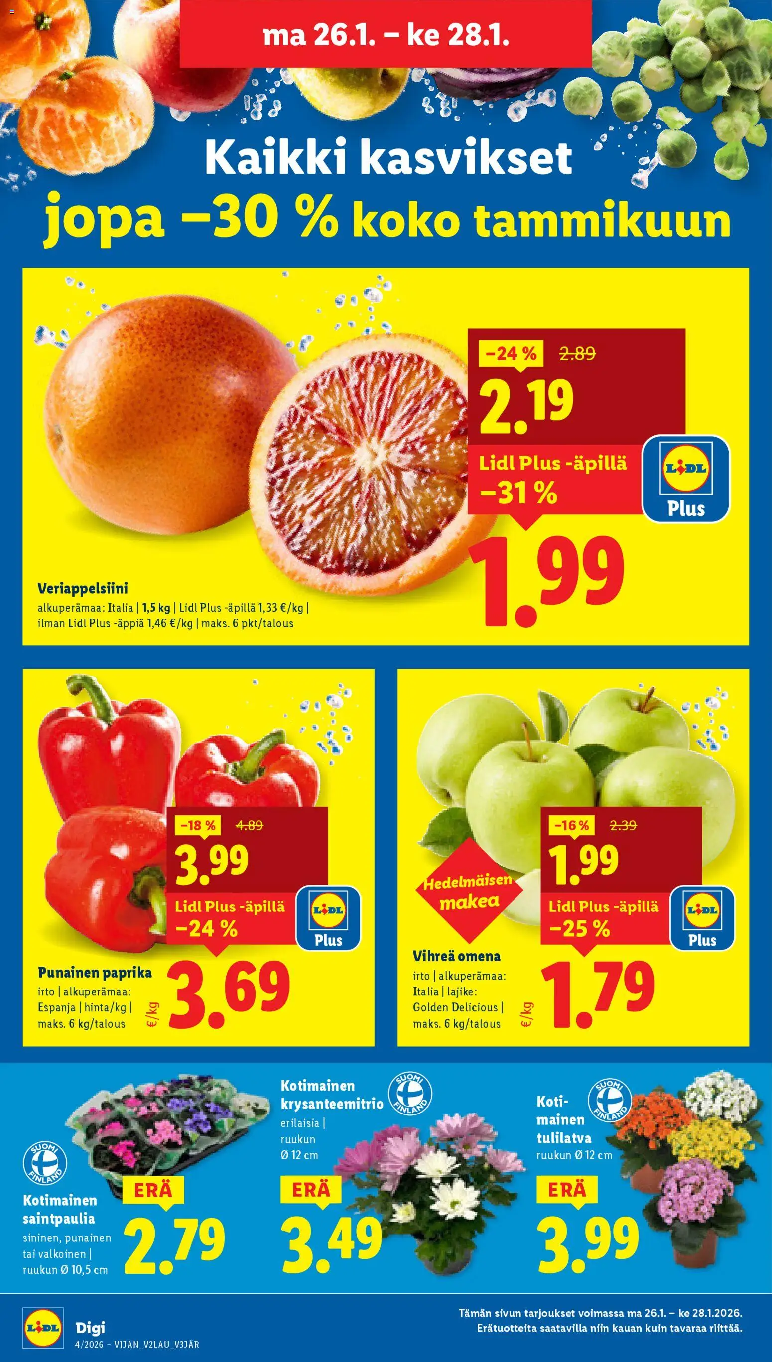 Lidl tarjoukset – voimassa 22.01.2026 alkaen | Sivu: 21 | Tuotteet: Veriappelsiini, Paprika, Punainen paprika