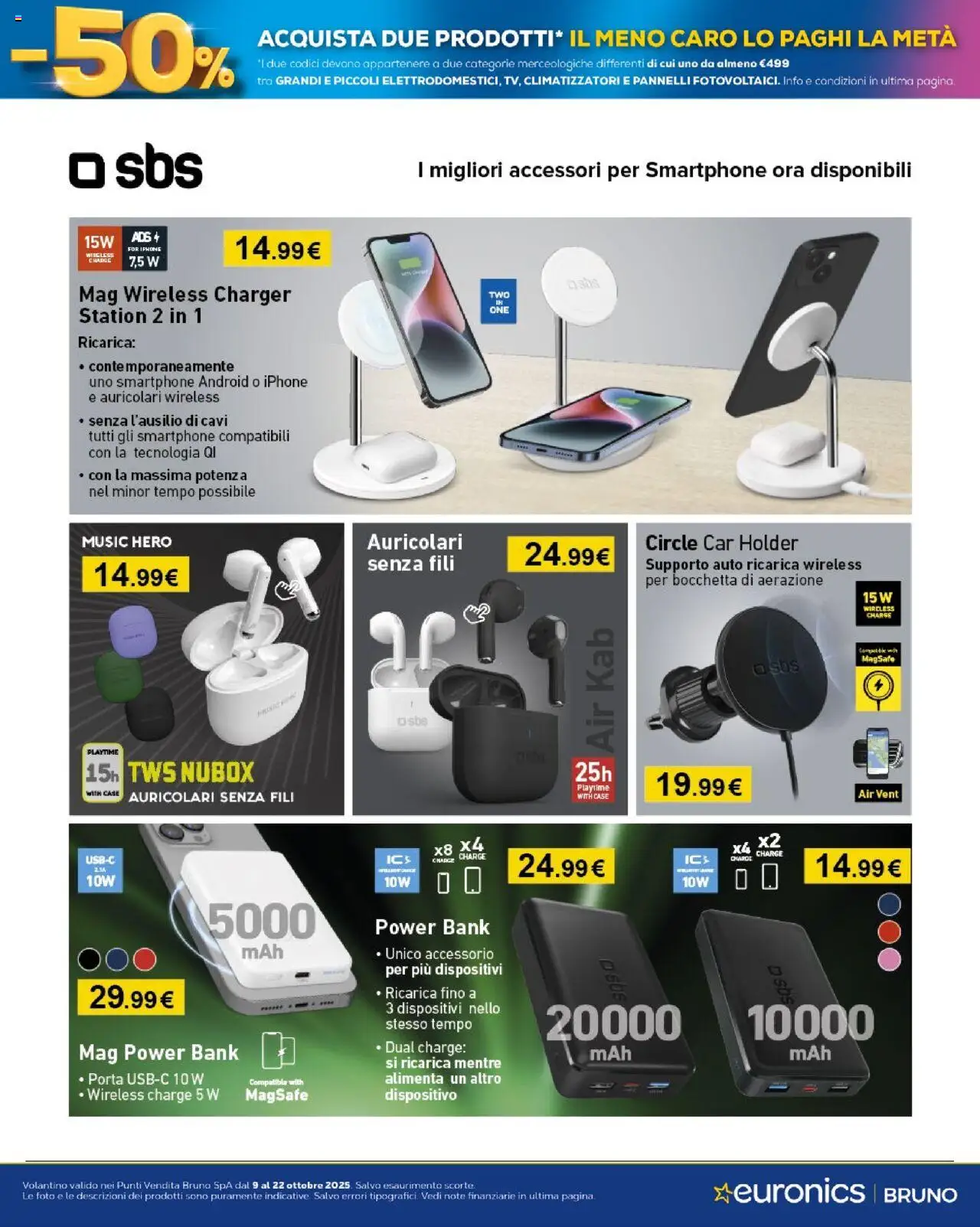 Volantino Euronics del 09.10.2025 | Pagina: 4 | Prodotti: Auricolari, Iphone, Power bank, Smartphone