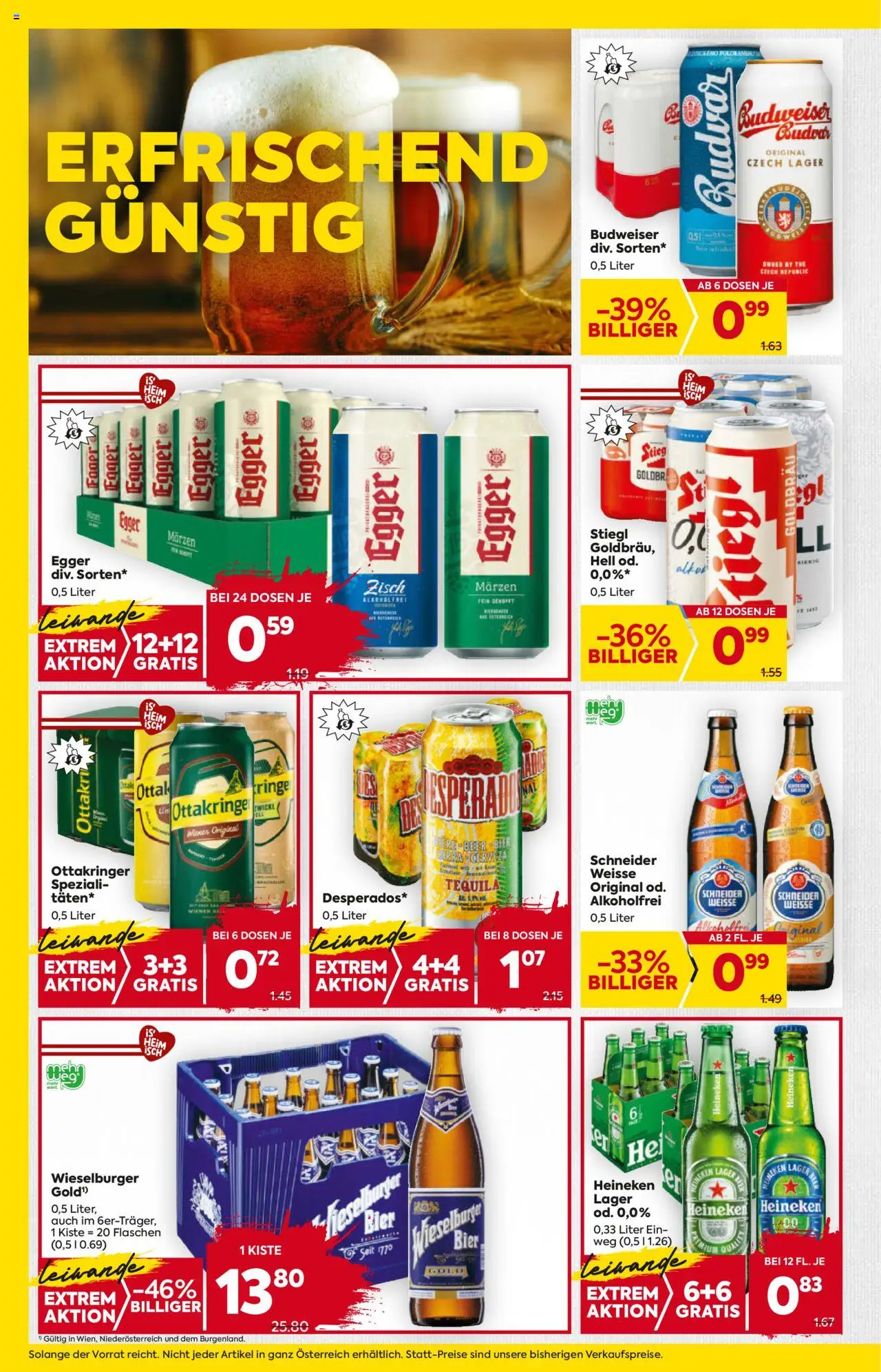 Billa AT akciós ujság - amely érvényes a következő dátumtól: 18.09.2025 | Oldal: 16 | Termékek: Heineken, Budweiser, Tequila