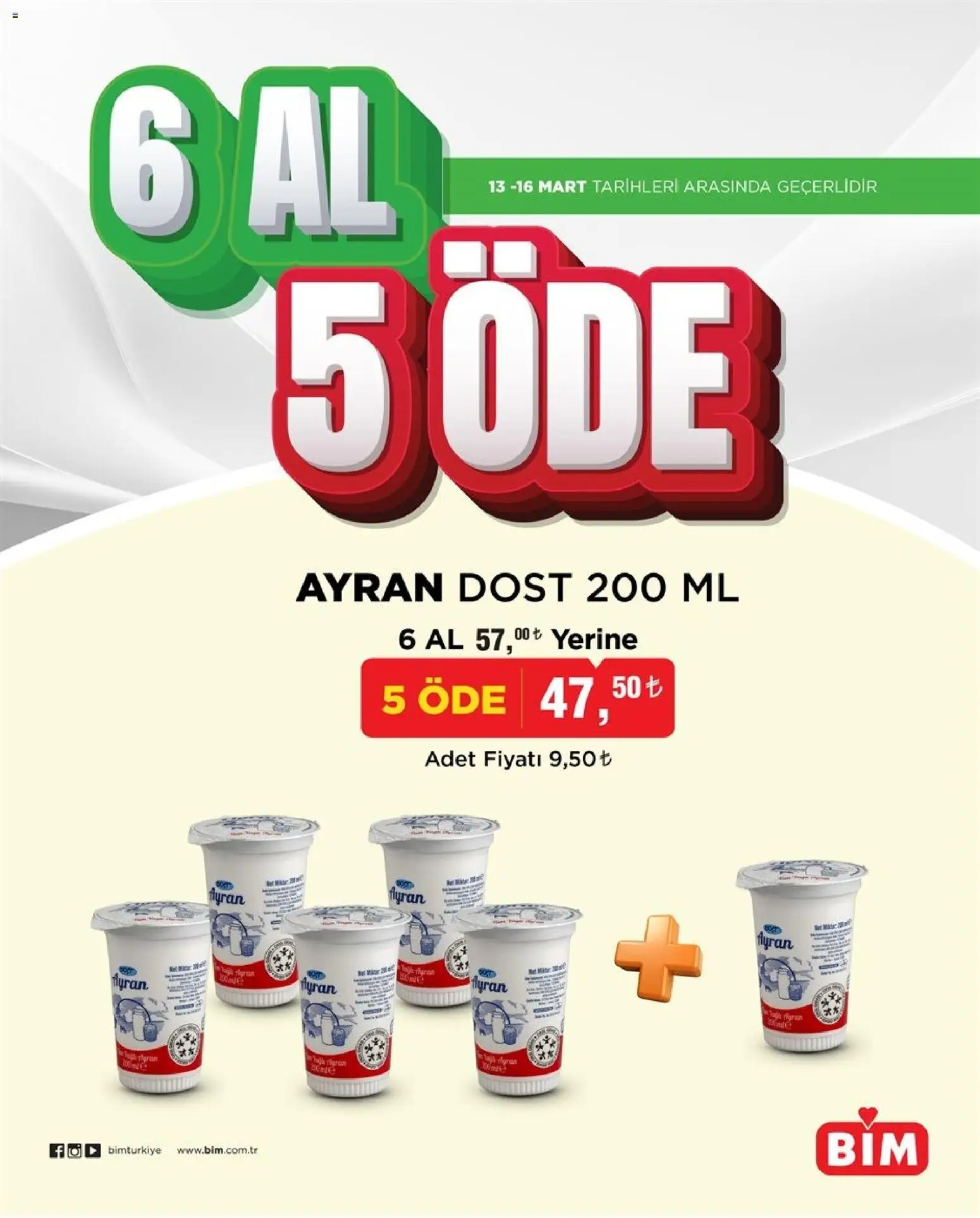 BİM - 6 AL 5 ÖDE, İndirim - 13.03.2026 tarihinden itibaren geçerlidir | Sayfa: 1