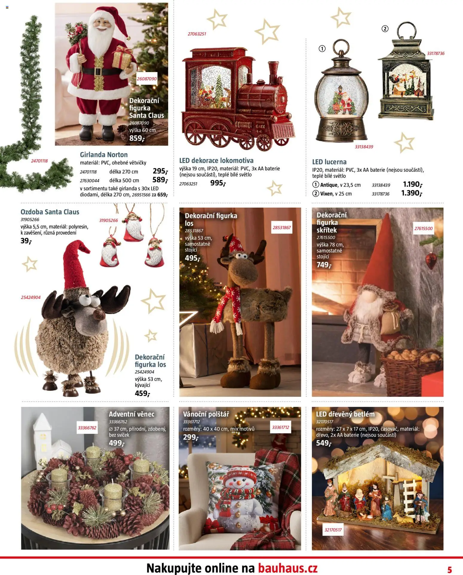Bauhaus leták od 05.12.2025 | Strana: 5 | Produkty: Lucerna, Girlanda, Polštář, Dekorace