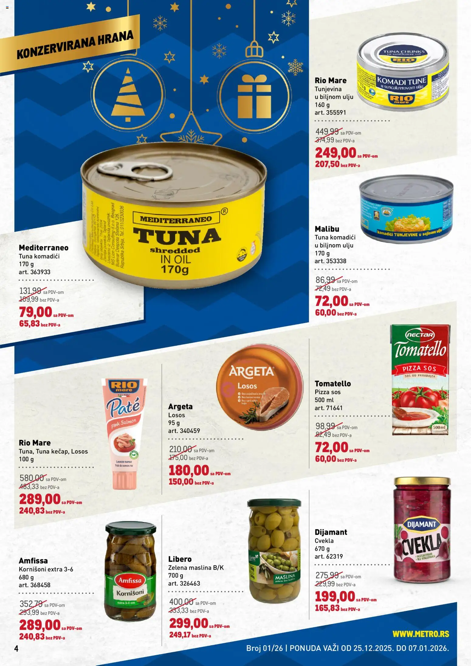 Metro katalog - važi od 25.12.2025 | Strana: 4 | Proizvode: Cvekla, Kornišoni, Rio mare, Losos