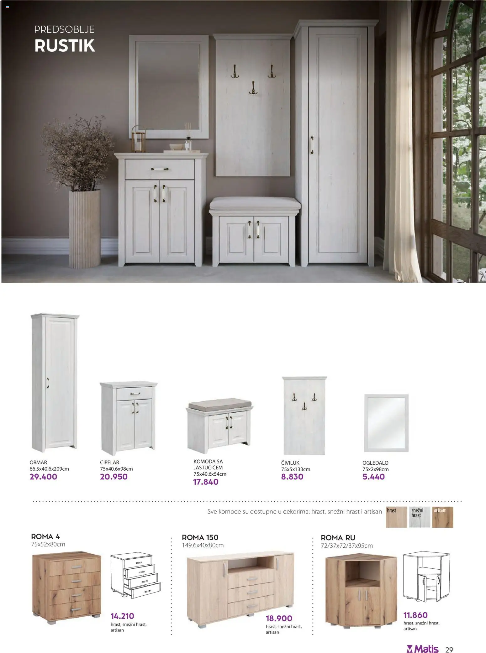 Matis katalog - važi od 01.04.2026 | Strana: 27 | Proizvode: Komoda, Ormar, Civiluk, Cipelar