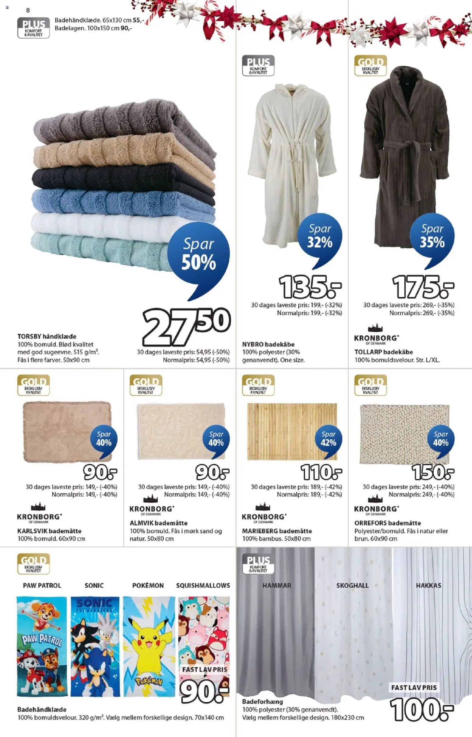 JYSK tilbudsavis – gyldig fra 07.11.2025 | Side: 8 | Produkter: Håndklæde, Badekåbe, Badeforhæng, Bademåtte