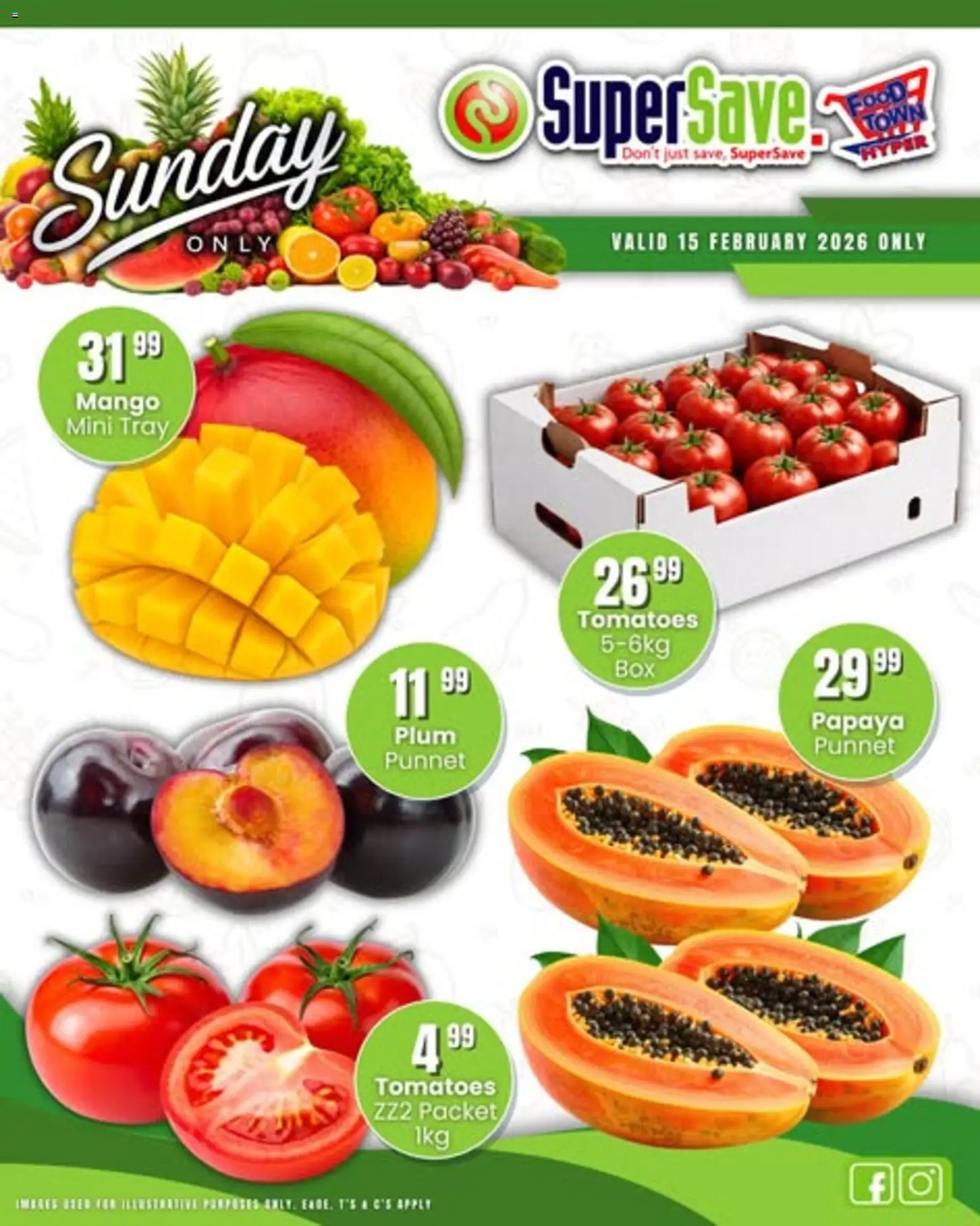 New Super Save catalogue – valid from 15.02.2026 | Page: 1 | Products: Tray, Tomatoes, Mango