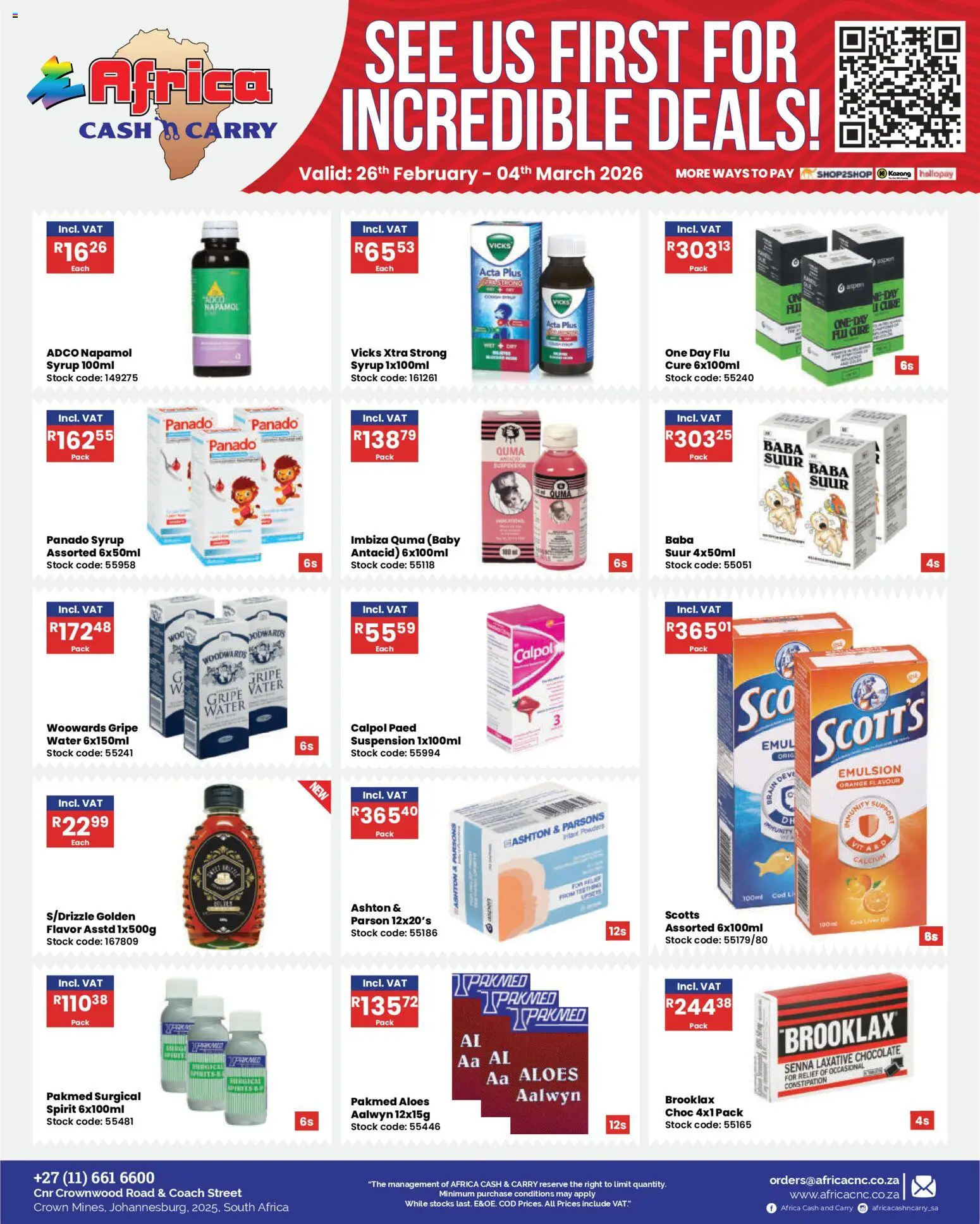 New Africa Cash & Carry catalogue – valid from 26.02.2026 | Page: 9 | Products: Chocolate, Stock, Syrup, Water
