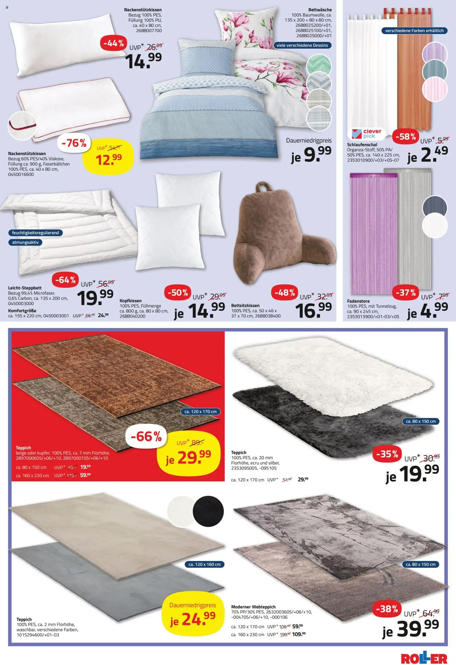 Roller Prospekt 	 – gültig ab 26.04.2026 | Seite: 15 | Produkte: Bettwäsche, Kopfkissen, Teppich