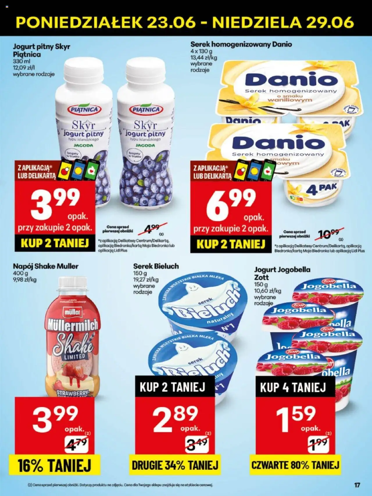 Delikatesy Centrum Gazetka - Sklepy Własne od 23.06.2025 | Strona: 17 | Produkty: Serek homogenizowany, Delikatesy, Skyr piątnica, Jogurt