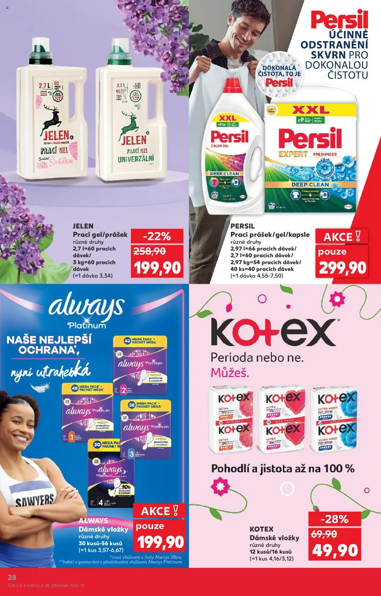 Kaufland leták - Praha 4 od 08.10.2025 | Strana: 28 | Produkty: Prací gel, Vložky, Jelen, Silan