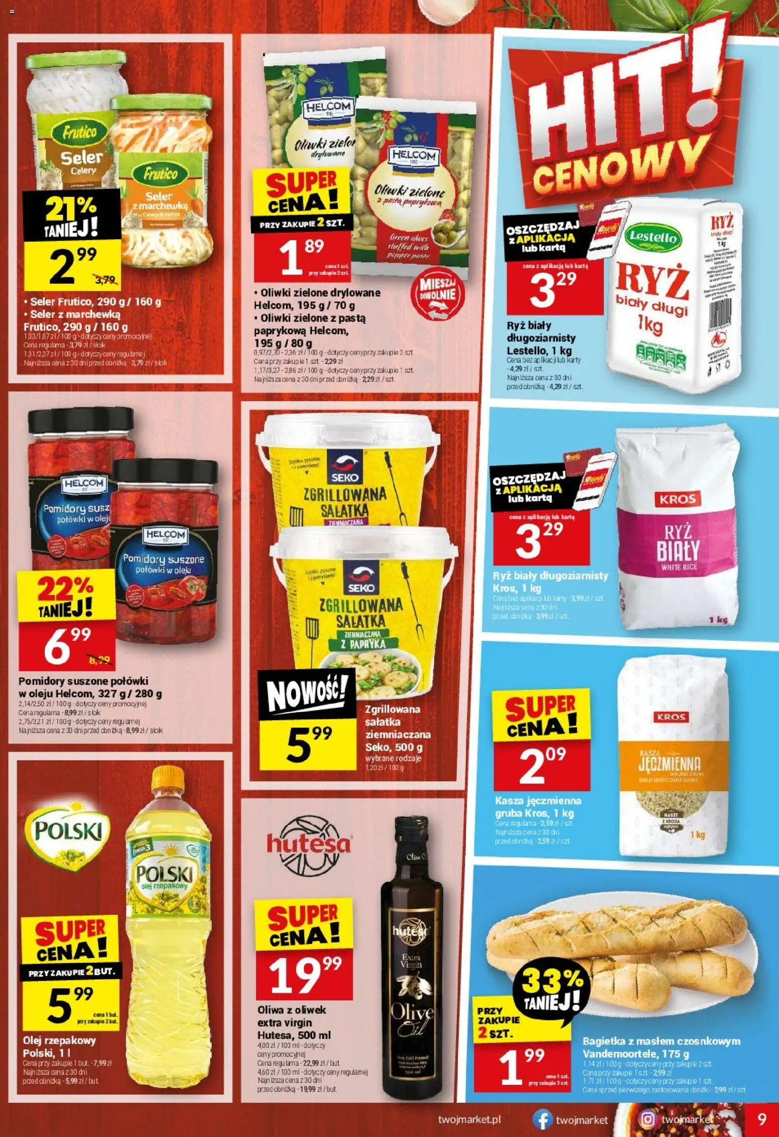 Twój Market gazetka od 22.04.2026 | Strona: 9 | Produkty: Olej rzepakowy, Kasza jęczmienna, Bagietka, Olej