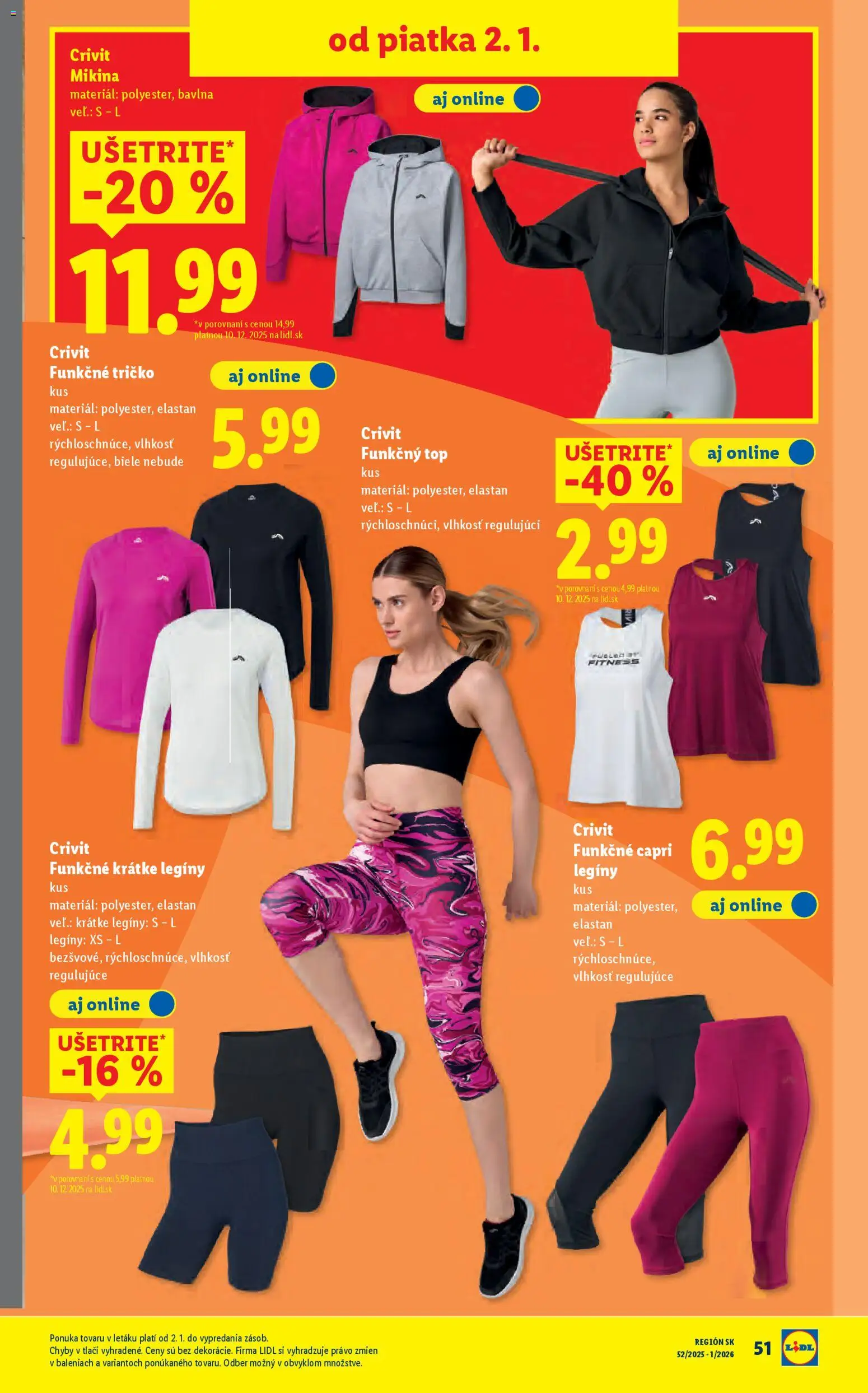 Nové Lidl akcie – leták je platný od 02.01.2026 | Strana: 27 | Produkty: Tričko, Mikina, Legíny