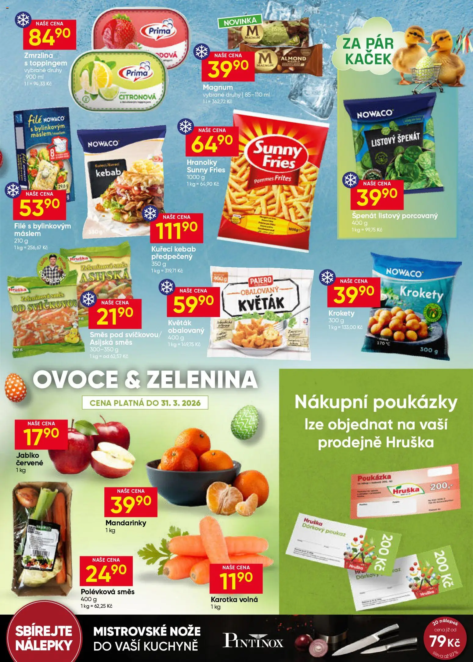 Hruška leták od 25.03.2026 | Strana: 5 | Produkty: Ovoce, Nože, Špenát, Magnum