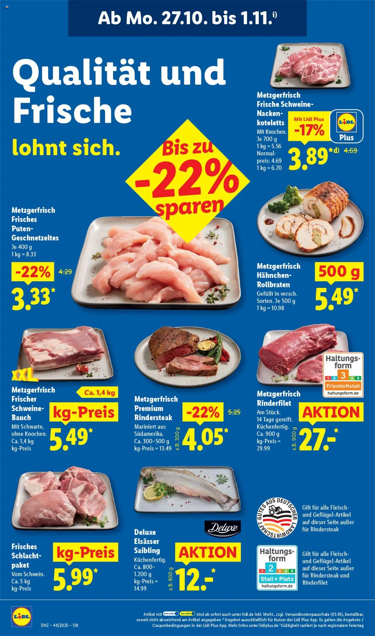 Lidl Prospekt Gundelsheim – gültig ab 27.10.2025 | Seite: 18 | Produkte: Hahnchen, Rinderfilet, Fleisch