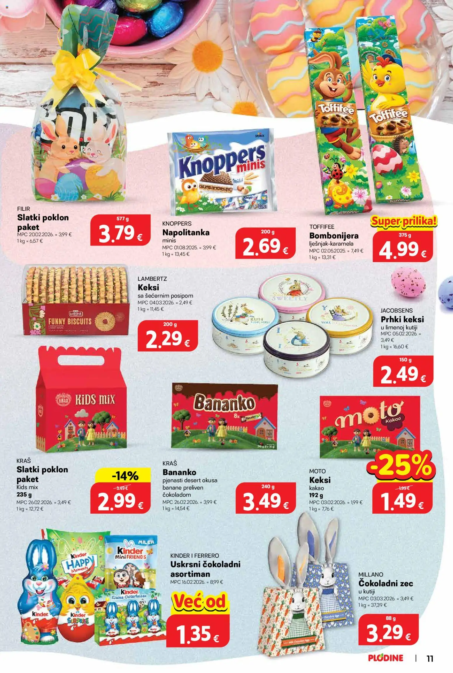 Plodine katalog | vrijedi od 18.03.2026 | Stranica: 11 | Proizvodi: Keksi, Banane, Bombonijera, Kakao