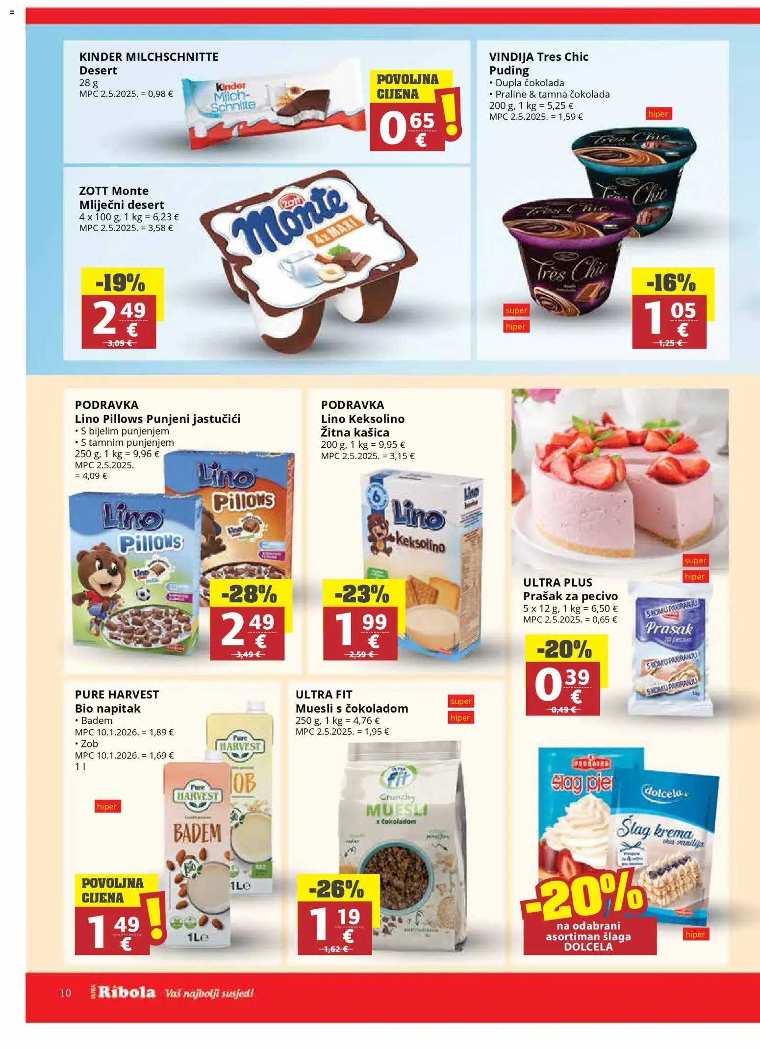 Ribola katalog | vrijedi od 25.02.2026 | Stranica: 10 | Proizvodi: Keksolino, Čokolada, Šlag, Pecivo