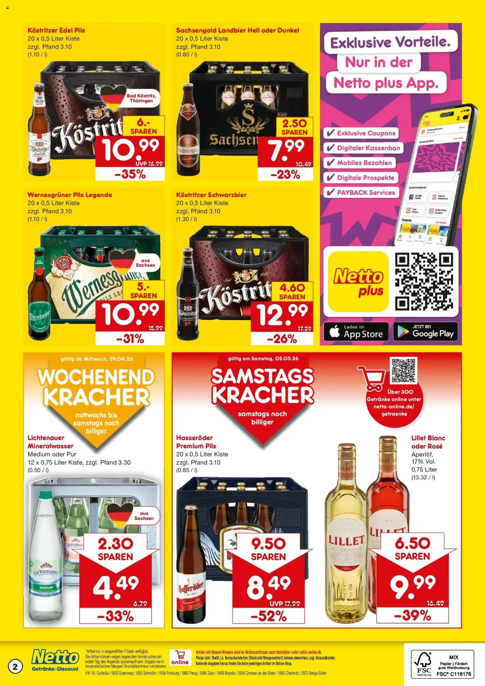 Netto Marken-Discount Prospekt Penig	 – gültig ab 27.04.2026 | Seite: 2 | Produkte: Bad, Pils, Wernesgruner, Mineralwasser