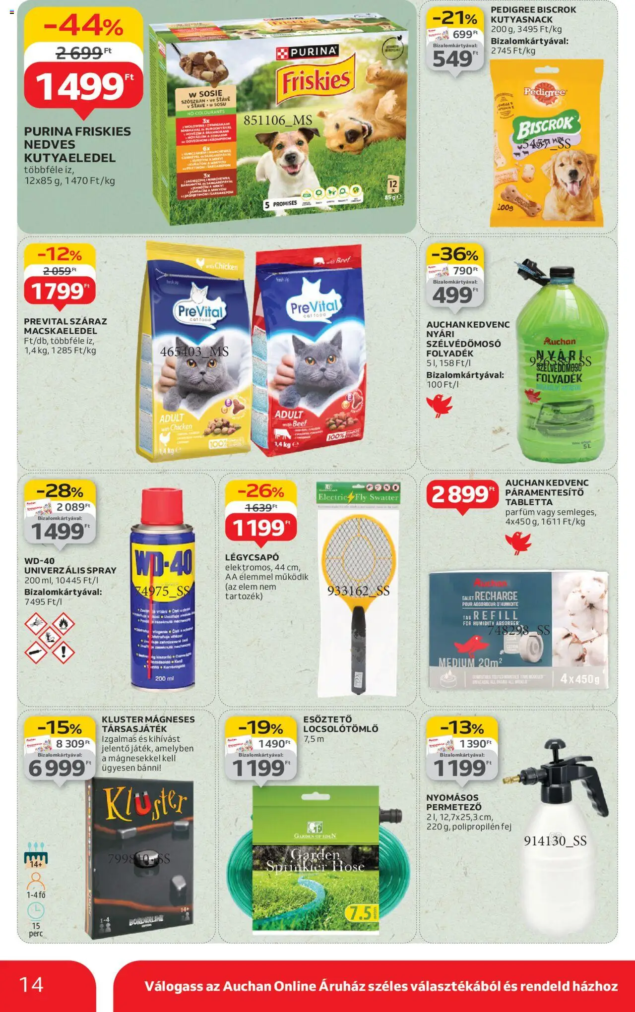 Auchan akciós ujság - amely érvényes a következő dátumtól: 14.08.2025 | Oldal: 14 | Termékek: Permetező, Locsolótömlő, Parfüm, Társasjáték